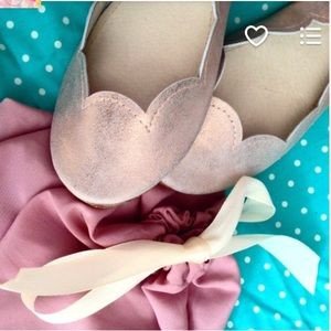 Ele Handmade Rose Gold Leather Ballet Flats